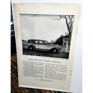 1932 Lincoln V8 7 Passenger Sedan Print Ad vintage 30s